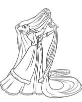 coloriage raiponce se coiffe